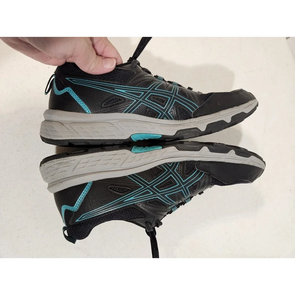 ASICS Gel Venture 8 Trail Running Shoes Womens 9.5 Blk/Teal Gel Sneakers (S118